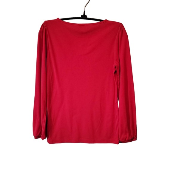 J Crew Red Boho Pullover Crew Neck Long Sleeve Comfy Top Sz XS 4th of July - Picture 5 of 6